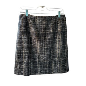 Simply Mannequin Tweed Skirt Black White  Tan Zipper Back Slit 12P